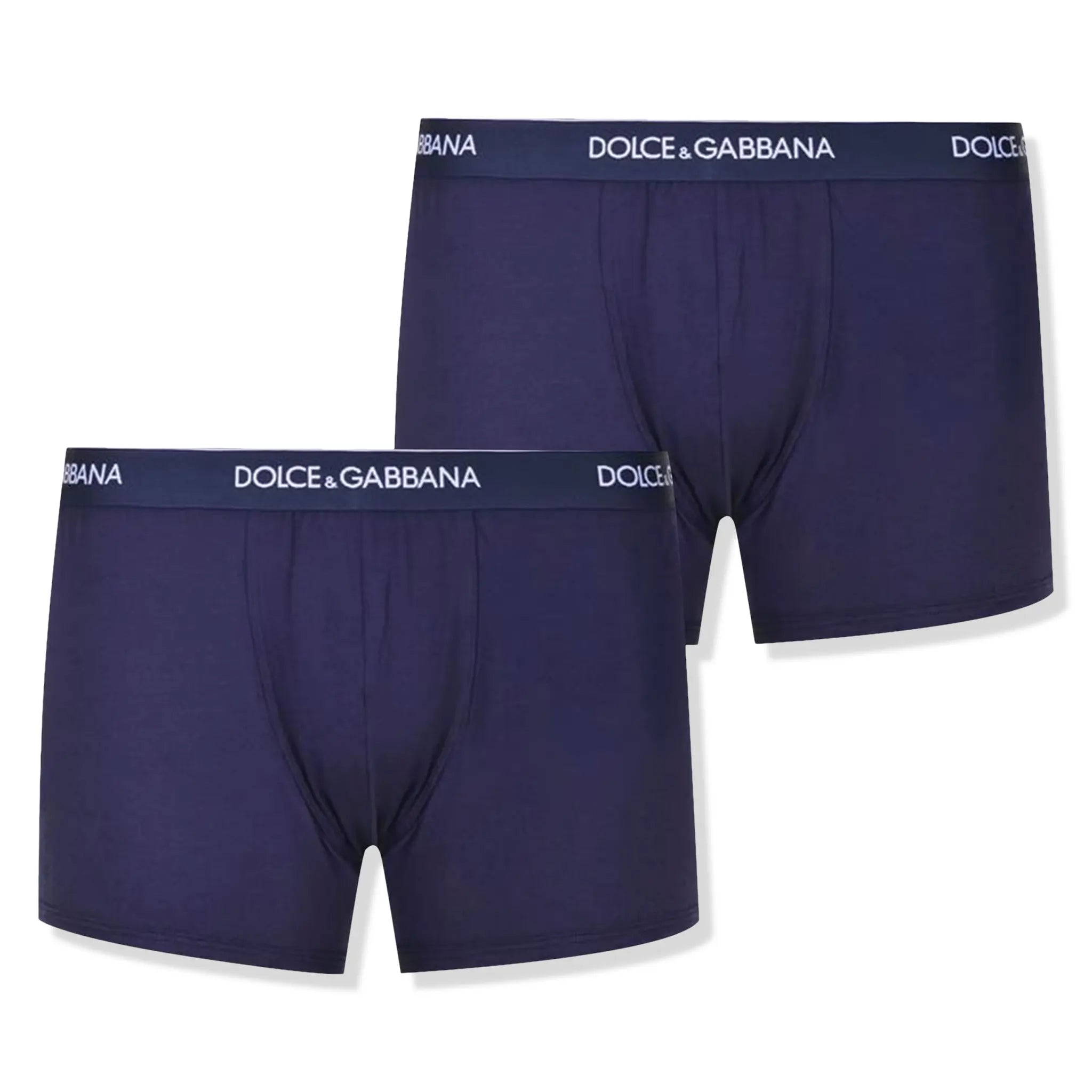 Pack Front view of Dolce & Gabbana Two Pack Stretch Cotton Navy Blue Boxers